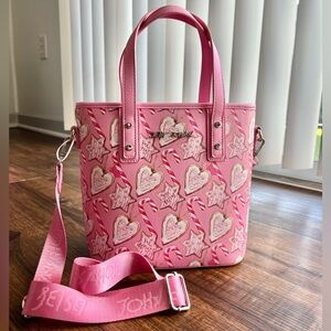 NWOT RARE Betsey Johnson Christmas Cookie Candy Cane Pink Holiday Tote Bag